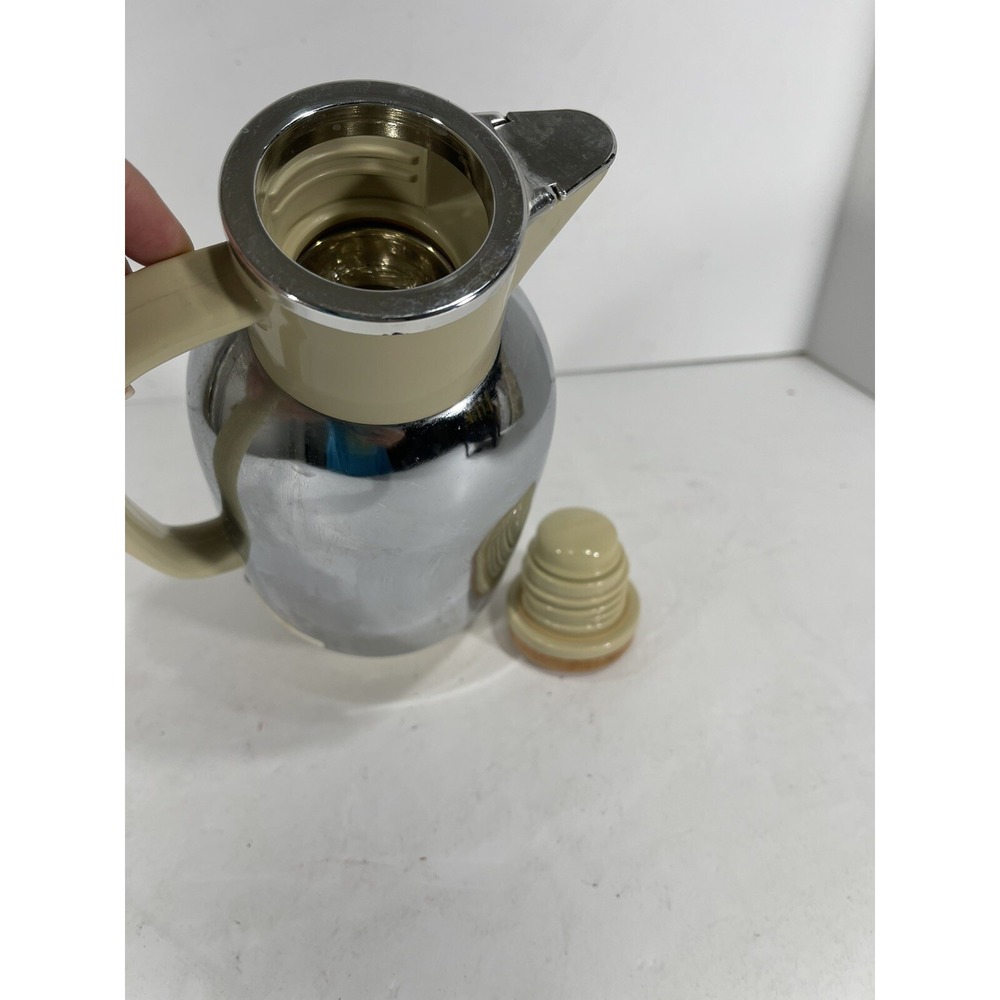 Vintage Yacht Vacuum Bottle Stainless Steel Wood Lid Carafe Pitcher Thermo Japan - Picture 6 of 7